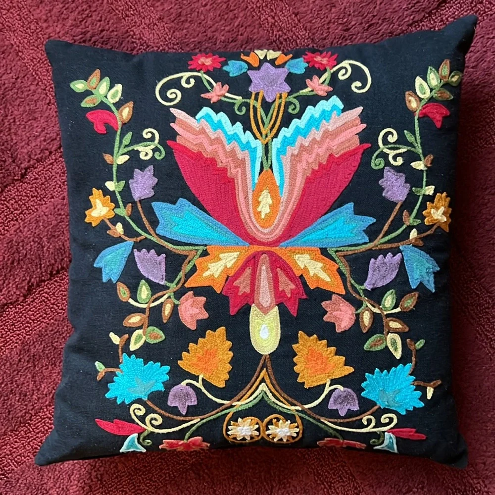Pier 1 Embroidered 16” Pillow